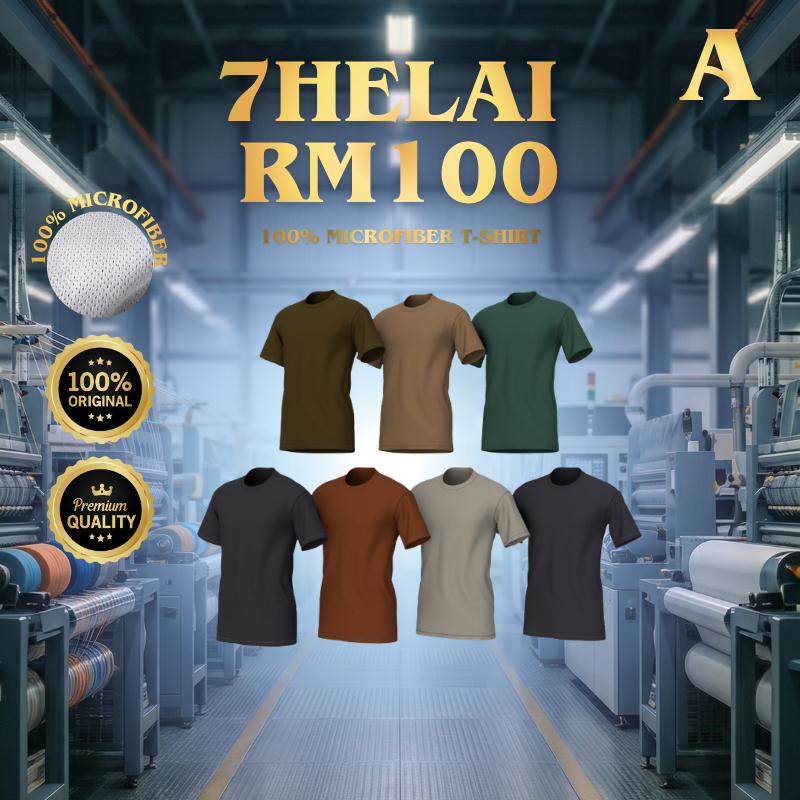 [COMBO A] 7 PCS RM100 -Daily Microfiber Round Neck T-Shirt (XS-7XL & Kids)