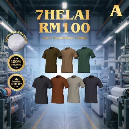 [COMBO A] 7 PCS RM100 -Daily Microfiber Round Neck T-Shirt (XS-7XL & Kids)