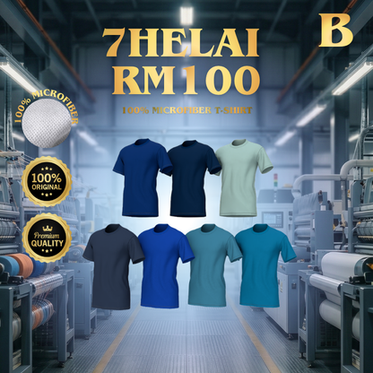 [COMBO A] 7 PCS RM100 -Daily Microfiber Round Neck T-Shirt (XS-7XL & Kids)