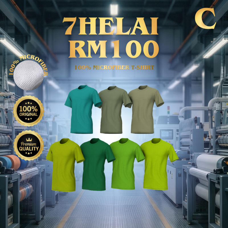 [COMBO A] 7 PCS RM100 -Daily Microfiber Round Neck T-Shirt (XS-7XL & Kids)