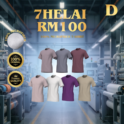 [COMBO A] 7 PCS RM100 -Daily Microfiber Round Neck T-Shirt (XS-7XL & Kids)